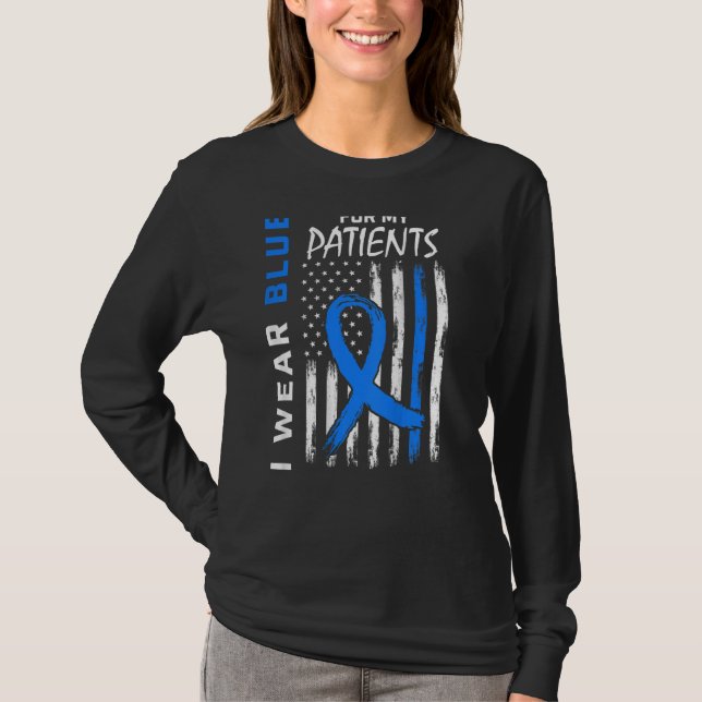 Blå RN Nurse Diabetes Awareness Month USA flagga B T Shirt (Framsida)