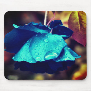 Blå Ro-blomma i abstrakt Musmatta