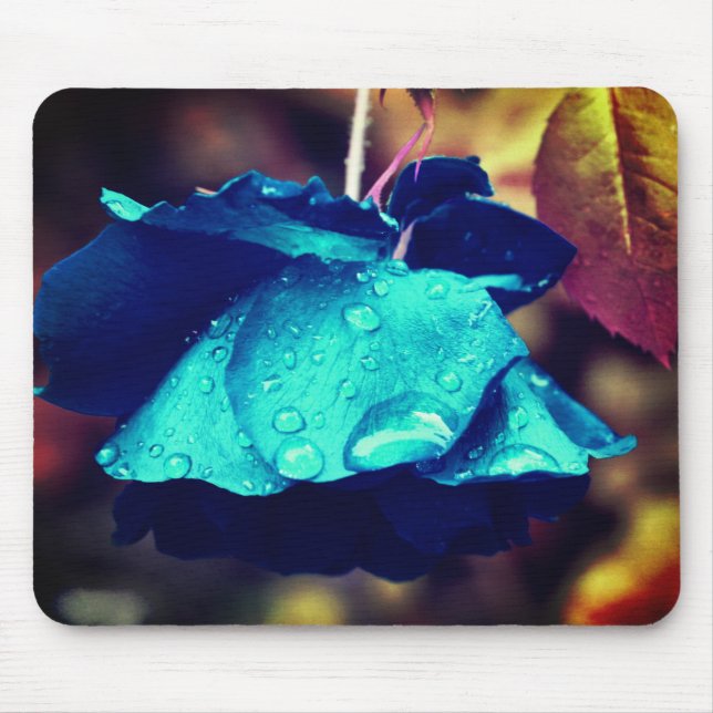 Blå Ro-blomma i abstrakt Musmatta (Framsidan)