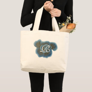 Blå Ro blomma, Monogram Tote bags, mall Jumbo Tygkasse