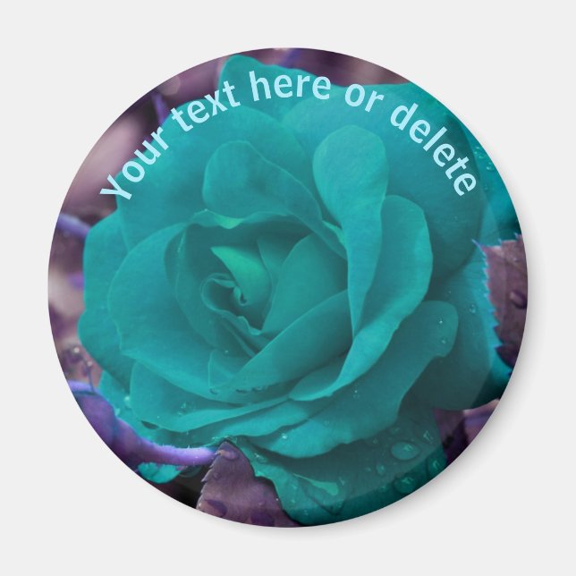 Blå Ro blomma Personlig Magnet (Framsidan)