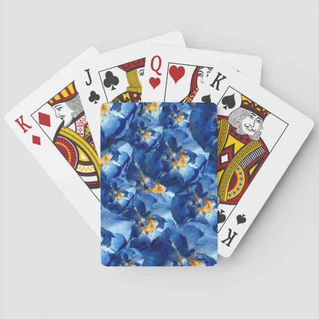 Blå Ro Blommigt Foton Mönster-spelkort Casinokort (Baksidan)