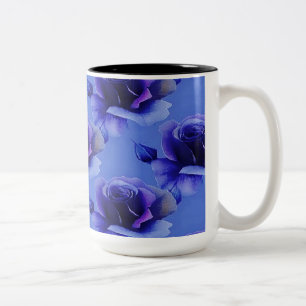 Blå Ro Blommönster-kaffe Mugg