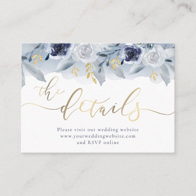 Blå Ro Bröllop webbplats Tilläggskort (Framsida)