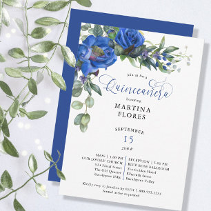 Blå Ro eukalyptus Elegant Mass och Quinceanera Inbjudningar
