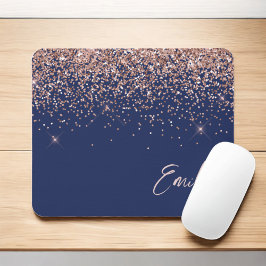 Blå Ro-Guld - Monogram för Rosa Glitter Musmatta
