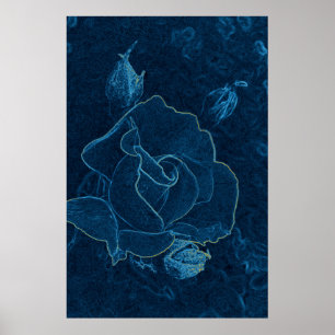 blå ro-kontur poster