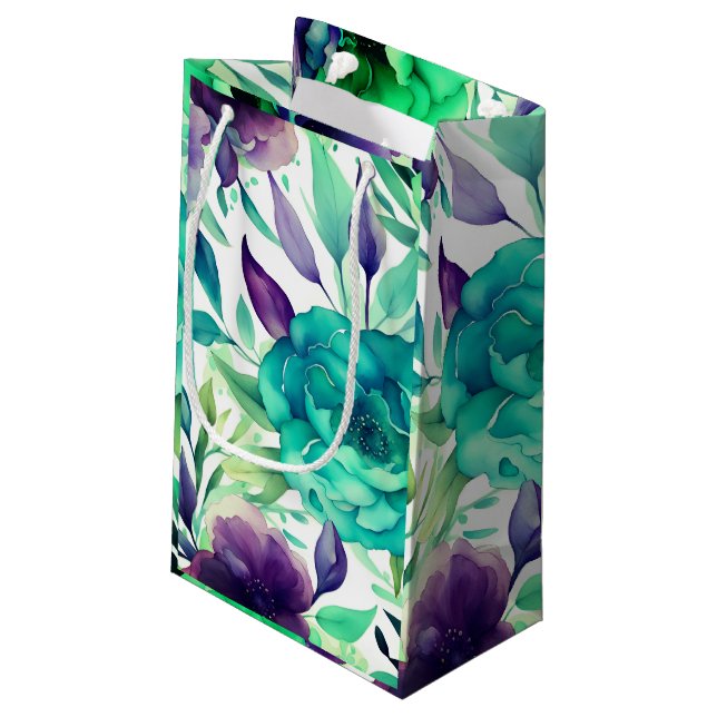 Blå Ro Lila vattenfärgsblommor (Baksidan Vinklad)