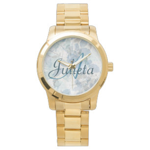 Blå Ro lyxmonogram Armbandsur