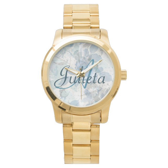 Blå Ro lyxmonogram Armbandsur (Framsida)