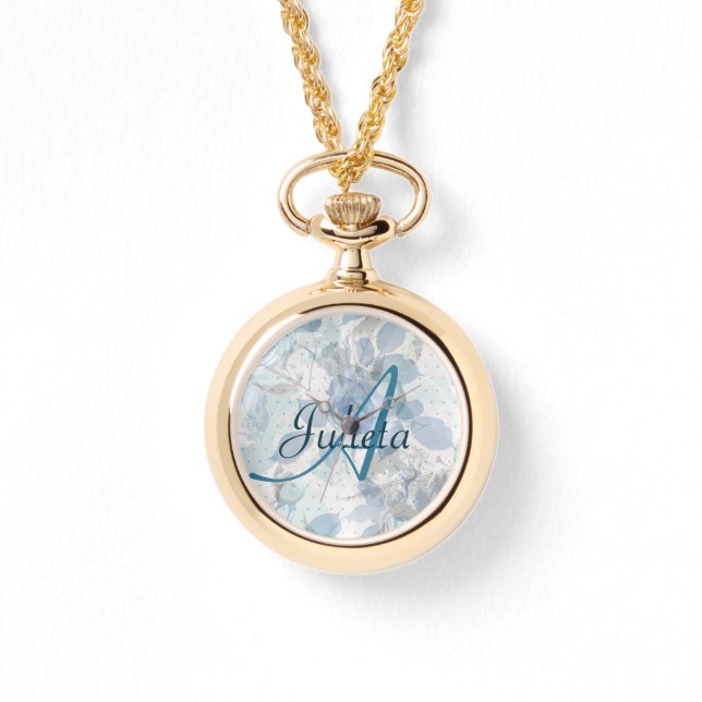 Blå Ro lyxmonogram Armbandsur (Framsida)