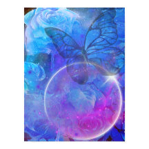 Blå Ro och blå fjäril