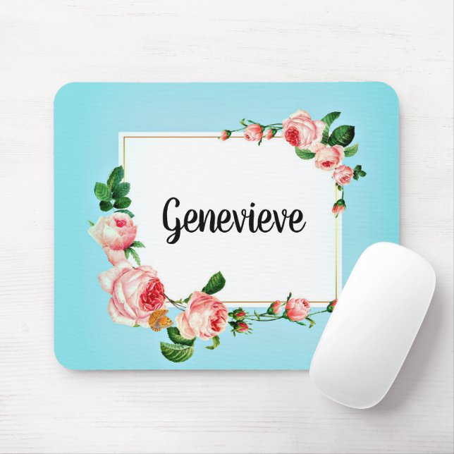 Blå Ro Ram Ditt namn Land Mousepad Musmatta (Med mus)