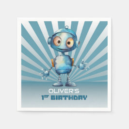 Blå robot tema 1-årsdag pappersservett