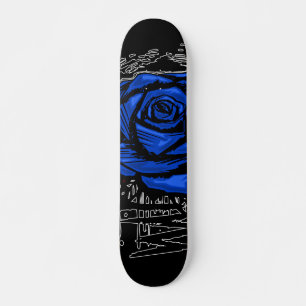 Blå Robust Ros Graffiti Art • Urban Street Mini Skateboard Bräda 18,5 Cm