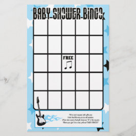 Blå Rockstjärna Baby Shower Bingo-spel