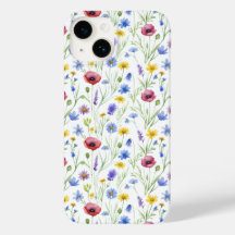 Blå Röd Akvarell Vildblomma