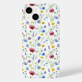 Blå Röd Akvarell Vildblomma