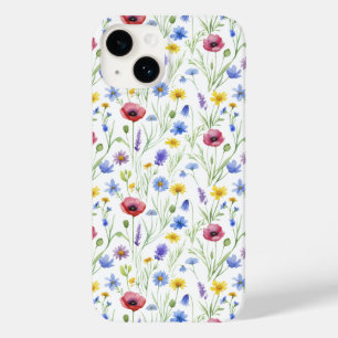 Blå Röd Akvarell Vildblomma