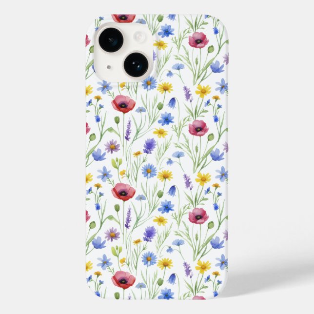 Blå Röd Akvarell Vildblomma (Baksida)