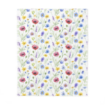 Blå Röd Akvarell Vildblomma