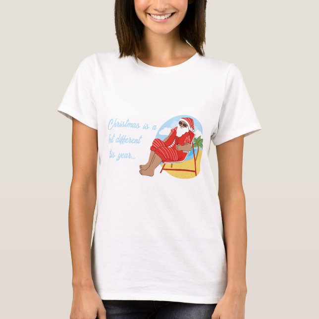 Blå röd Cute Simple Tropical Helgdag jul T Shirt (Framsida)