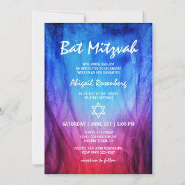 Blå Röd Eld och Is | Davidstjärna Bat Mitzvah Inbjudningar