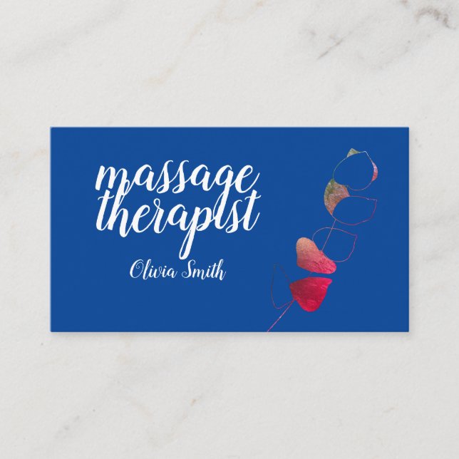 Blå röd elegant grön rustik snyggt feminin visitkort (Framsida)