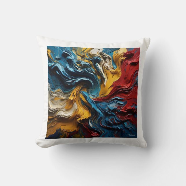 Blå röd färg kudde (Framsida)