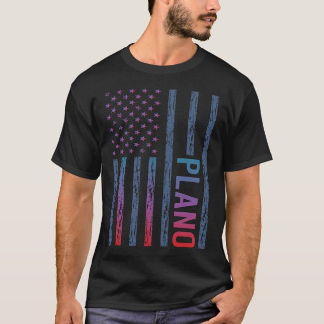 Blå Röd Flagga - Plano T Shirt (Framsida)
