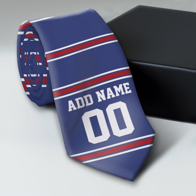 Blå röd fotboll Jersey-nummer Slips (Custom Tie)