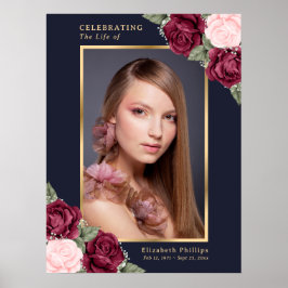 Blå Röd Foto Firande av Livet Begravnings skylt