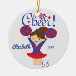 Blå & Röd Glädje Brunett Glädjepojke Ornament