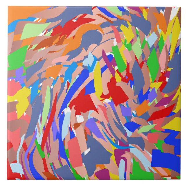 Blå röd Grönt Ro Guld Abstract Design Kakelplatta (Framsidan)