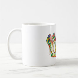 Blå Röd Gul Grön livet är bättre i klackar Kaffemugg