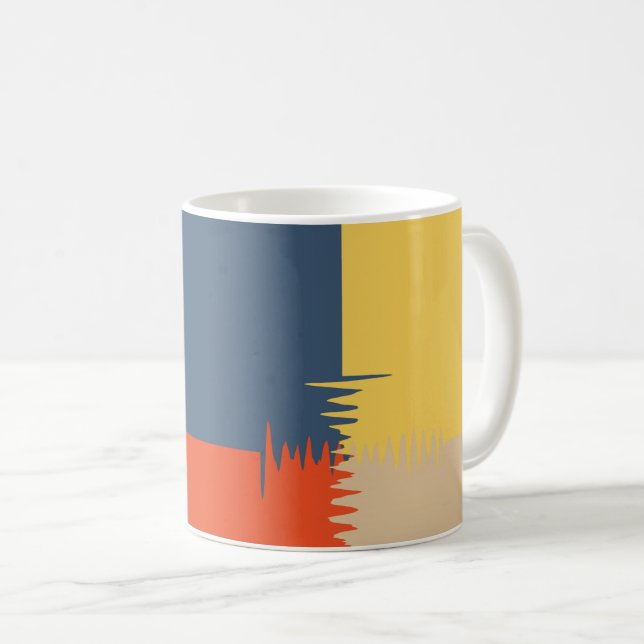 Blå röd Gult Cream Kaffemugg (Framsida höger)