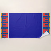 Blå + röd Gult Geo Trim Beach Towel