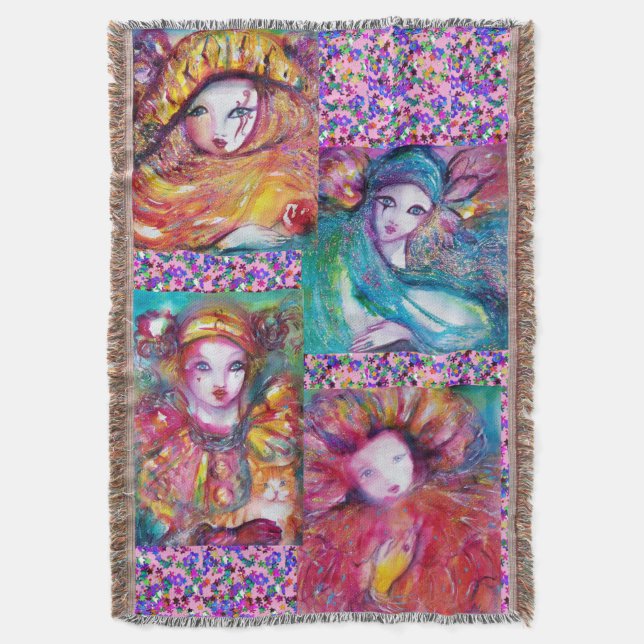 BLÅ,RÖD,GULT KARNIVALMASKER MED KONFETTI FILT (Framsidan Vertikal)