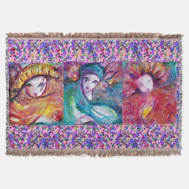 BLÅ,RÖD,GULT KARNIVALMASKER MED KONFETTI MYSFILT (Framsidan)