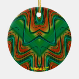 Blå röd, Gult och Grönt jul 2024 Julgransprydnad Keramik