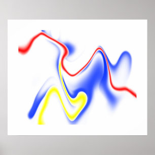 Blå röd Gult Swirl 1 Poster