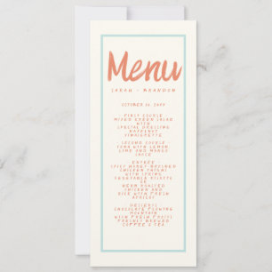 Blå Röd Handskrift Typografi Retro Bröllopsmeny Inbjudningar
