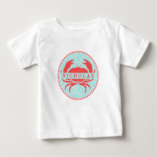 Blå+ Röd krabba Romper Tee Shirt