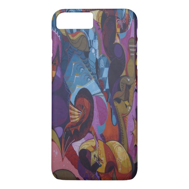 Blå röd lila abstrakt graffiti Case-Mate iPhone skal (Baksida)
