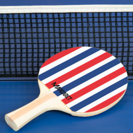 Blå & röd monogramnamn pingpongpaddle pingisracket
