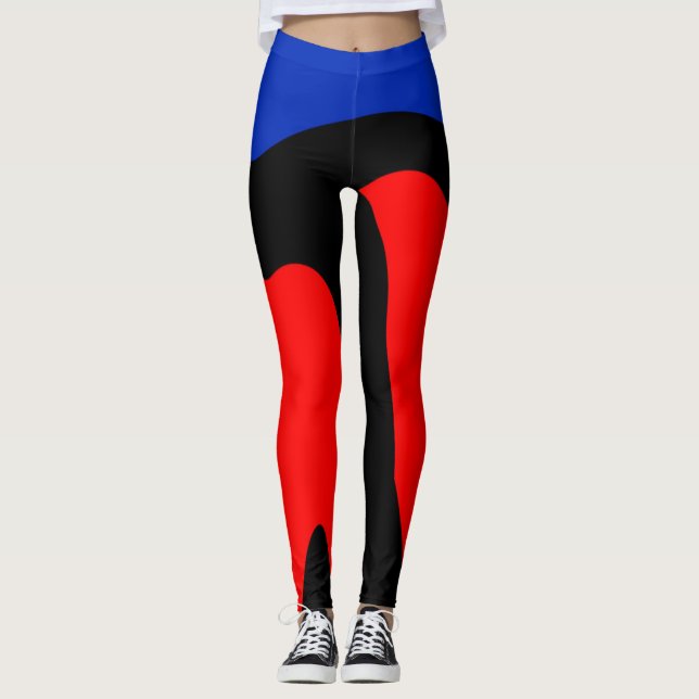 Blå, röd och svart digital konst Leggin Leggings (Framsida)