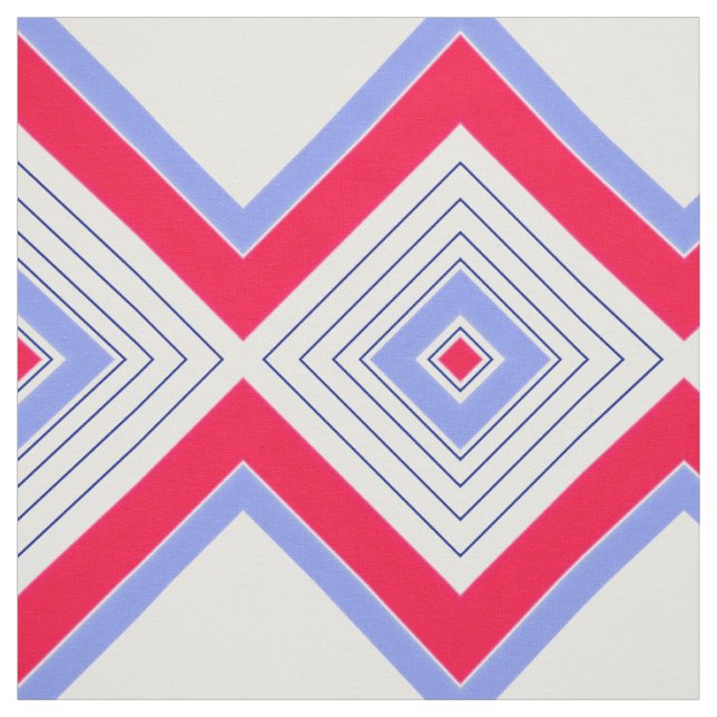 Blå röd och vit modern utskriftsstruktur tyg (Provkarta)