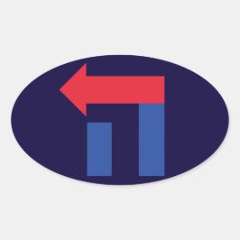 Blå röd oval Hillary Hebrew-dekal Ovalt Klistermärke