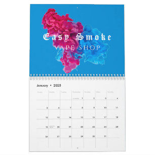 Blå Röd Rök Vape Shop Företag Kalender