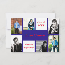 Blå/röd/sex foton - Meddelande om 3 × 5 Grad Inbjudningar